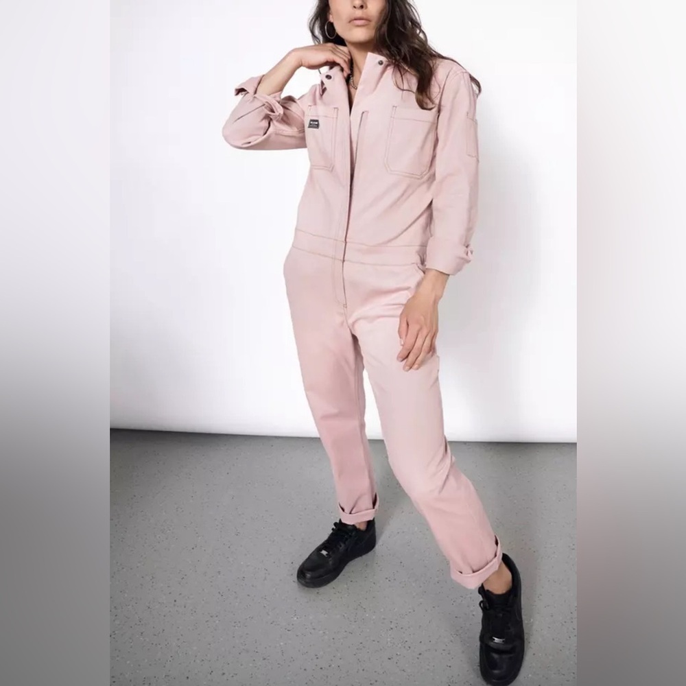 Wildfang Essential Long Sleeve Coverall Dusty Rose Cotton Stitched size XXL